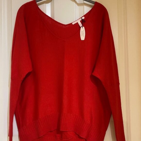 Victoria's Secret Sweaters - Victoria's Secret Dolman Sleeve V-Neck High-Low Sweater Raspberry Red Size XS
